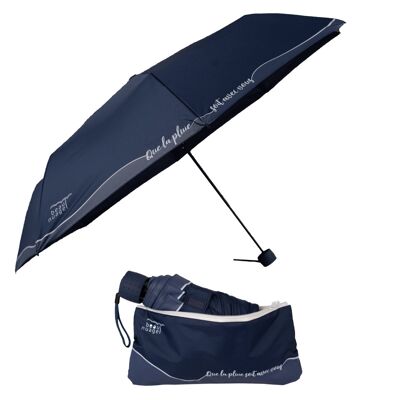 Parapluie éco-responsable Le Mini Bleu de Minuit et sa housse absorbante breveté