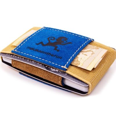 MakakaOnTheRun® "Triple Slim Wallet" | 3 Kartenfächer | Mit und ohne Münzfach - Ohne Münzfach - Sand-Blau
