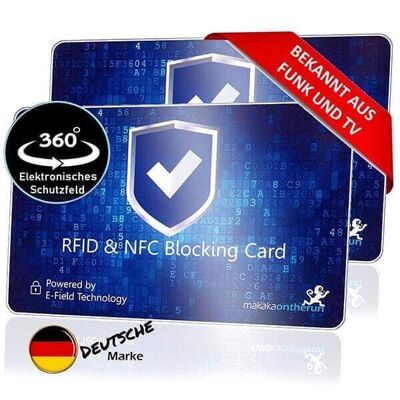 Carte de blocage RFID NFC | Homologué DEKRA - bleu - lot de 2