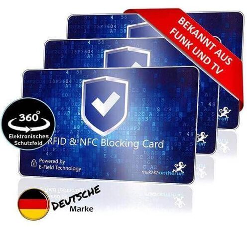 RFID NFC Blocker Karte | DEKRA-geprüft - Blau - 3er Pack