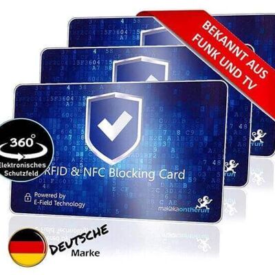 Tarjeta bloqueadora RFID NFC | Aprobado por DEKRA - azul - paquete de 3