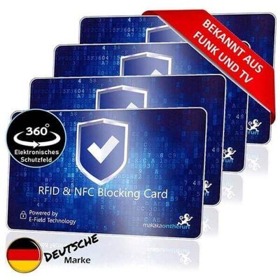 Tarjeta bloqueadora RFID NFC | Aprobado por DEKRA - azul - paquete de 4