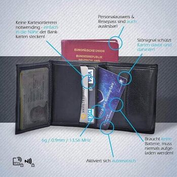 Carte de blocage RFID NFC | Homologué DEKRA - noir - 1 paquet 6