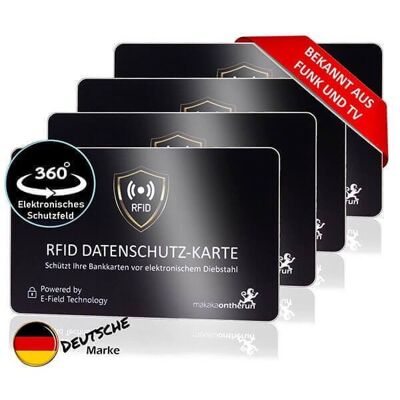 RFID NFC Blocker Karte | DEKRA-geprüft - Schwarz - 4er Pack