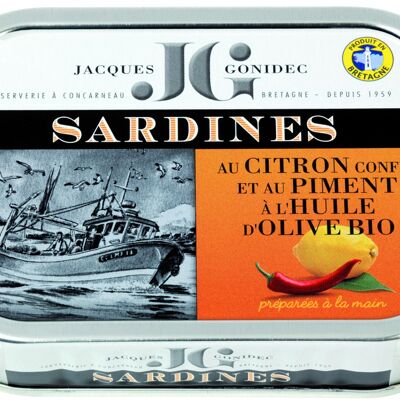 Sardinen mit kandierter Zitrone, Chili in Bio-Olivenöl