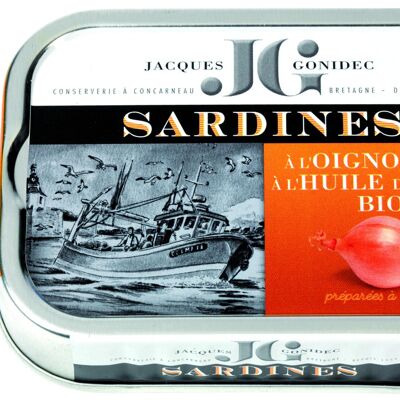 Sardinen mit Zwiebeln und Bio-Olivenöl