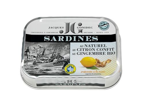 Sardines au naturel citron et gingembre bio