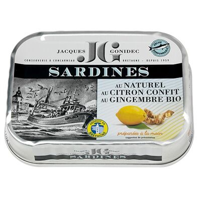 Sardines au naturel citron et gingembre bio