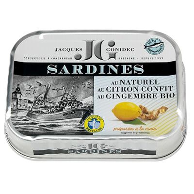 Organic natural sardines with lemon and ginger