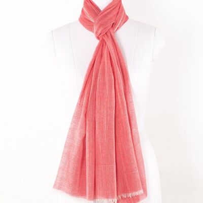 Plain Weave Chambray Merino Wool Scarf - Fuchsia