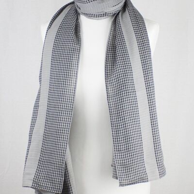 Checks and Stripes Cotton Scarf - Cement Black