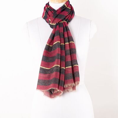 Banda de rayas con bufanda de lana de merino Lurex - Rosa Negro