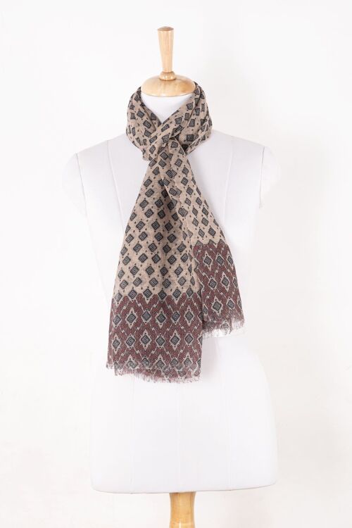 Diamond Print Linen Cotton Scarf - Plum Peach