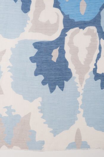 Echarpe Coton Lin Imprimé Camouflage - Bleu Beige 3