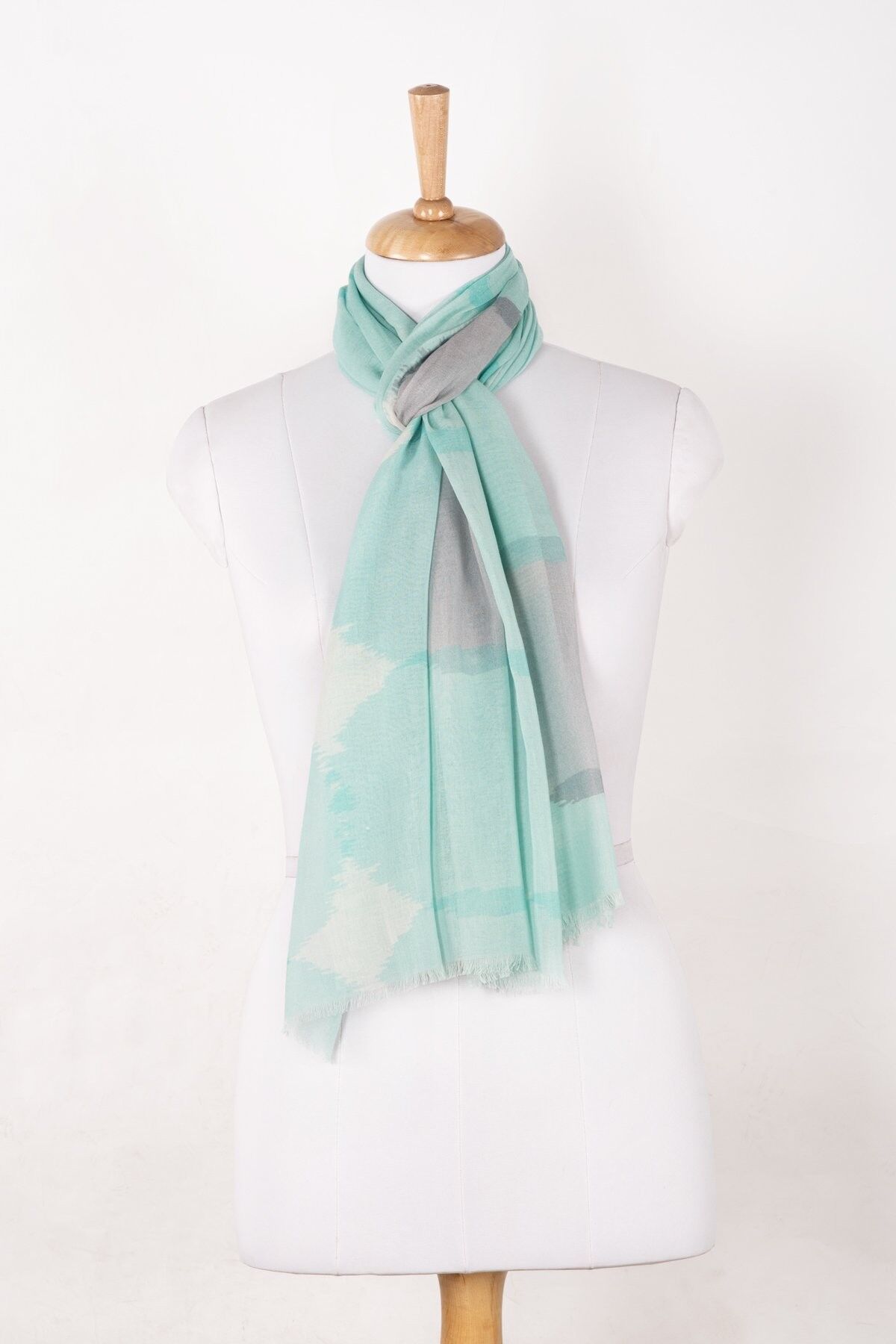 Sciarpa in modal di cotone con bolle d'acqua - Grigio blu