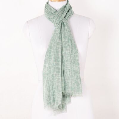 Busy Strokes Print Cotton Modal Scarf - Sage