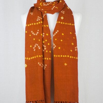 Bandhani Tie Dye Wool Scarf - Orange