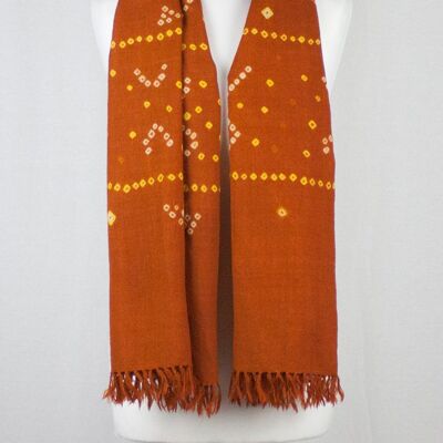 Sciarpa in lana tie dye Bandhani - Arancione