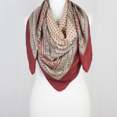 Foulard Carré en Soie Imprimé Mini Spade Print Bagh - Rouge