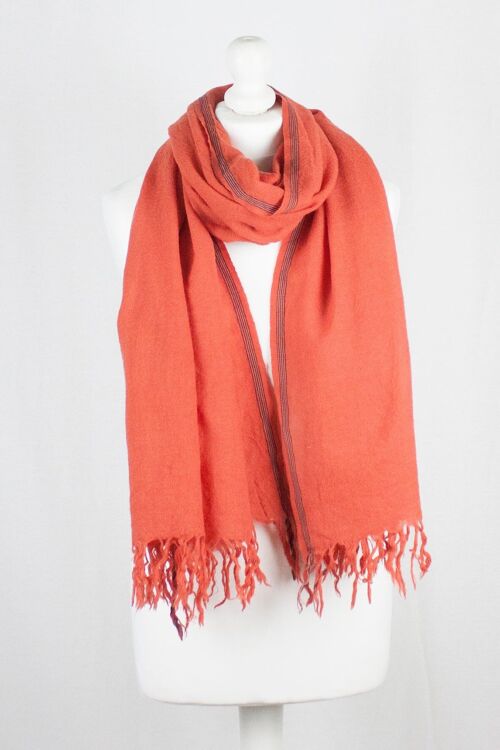 Plain Coarse Weave Merino Wool Scarf - Orange