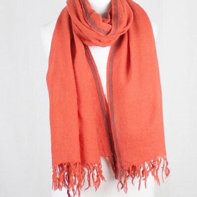 Bufanda de lana merino de tejido grueso liso - Naranja
