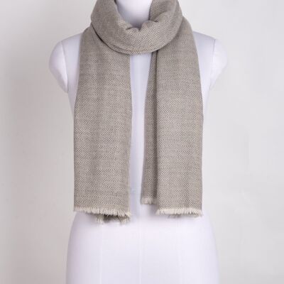 Écharpe en Laine Bicolore Tissage Diamant - Gris Glace