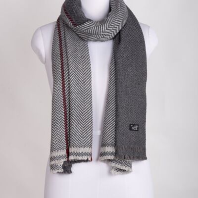 Sciarpa in lana e cashmere con fasce chevron - Tono di grigio