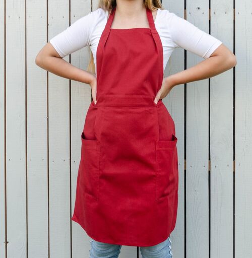 Red full apron for woman, woman apron with pockets, farmhouse apron, kitchen apron, retro style apron, Christmas apron