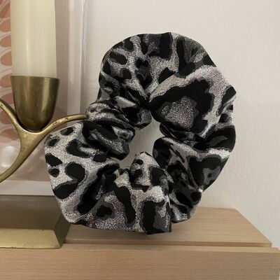 Gray leopard scrunchie