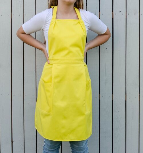 Yellow full apron for woman, woman apron with pockets, farmhouse apron, kitchen apron, retro style apron
