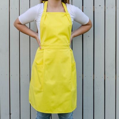 Yellow full apron for woman, woman apron with pockets, farmhouse apron, kitchen apron, retro style apron