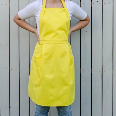 Gelbe volle Schürze für Frau, Frauenschürze mit Taschen, Bauernschürze, Küchenschürze, Schürze im Retro-Stil