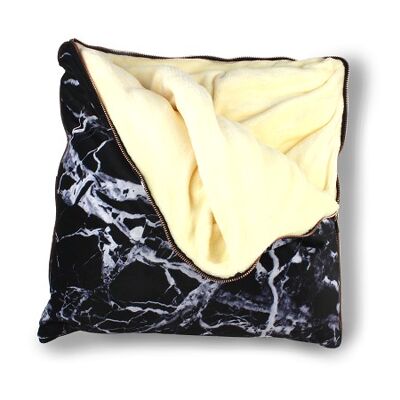 Plaid Pillow Black Marble