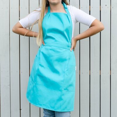 Blue full apron for woman, woman apron with pockets, farmhouse apron, kitchen apron, retro style apron