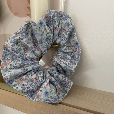 Scrunchie flor azul