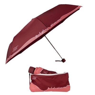 Parapluie éco-responsable Le Mini Rouge Grenat et sa housse absorbante brevetée