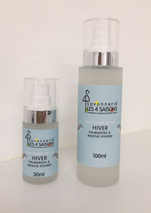 Déodorant Spray - Hiver - Palmarosa et Menthe PoivréeSPRAY DEODORANT - WINTER - PALMAROSA & PEPPERMINT 30ml