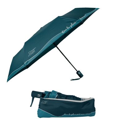 Parapluie éco-responsable L’Automatique Bleu Lagon et sa housse absorbante brevetée