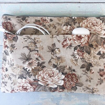 Brown roses fabric laptop case. Laptop bag for 2018-2020 Macbook Air 13" and Macbook Pro 13" 2018-2020