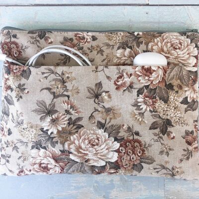 Brown roses fabric laptop case. Laptop bag for 2018-2020 Macbook Air 13" and Macbook Pro 13" 2018-2020