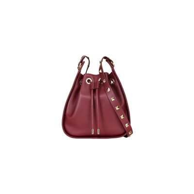 Ziggy Studded Drawstring Bag Burgundy