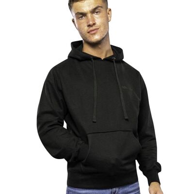 Tonal Embroidery Long Sleeve Hooded Sweatshirt Black