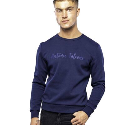 Diego Double Face Long Sleeve Crew Neck T Shirt Navy