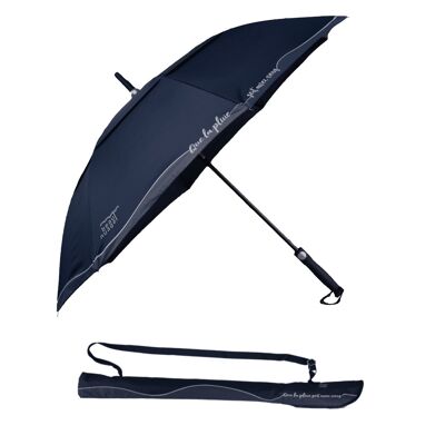 Parapluie éco-responsable Le Gentleman Bleu de Minuit et sa housse absorbante brevetée