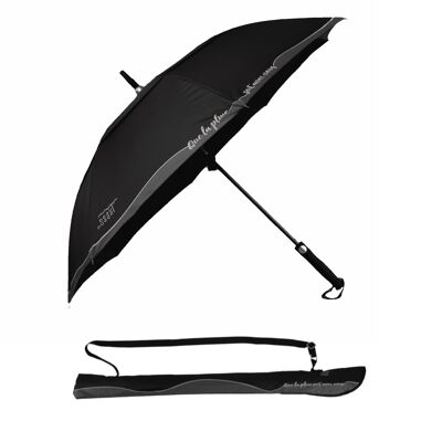 Parapluie éco-responsable Le Gentleman Noir Immuable et sa housse absorbante brevetée