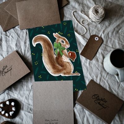 Écureuil en hibernation de carte postale de Noël