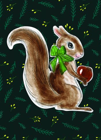 Écureuil en hibernation de carte postale de Noël 3