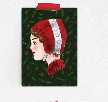 Bonnet rouge carte postale de Noël 2