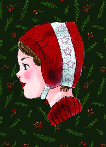 Bonnet rouge carte postale de Noël 4
