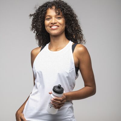 White micro-perforated running fitness yoga tank top